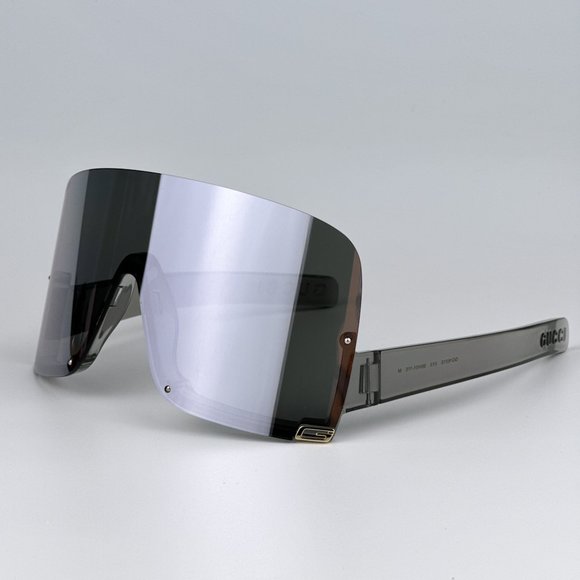 NEW Gucci GG1631S 013 Transparent Grey Multilayer Silver Shield Unisex Sunglasse - Picture 6 of 11